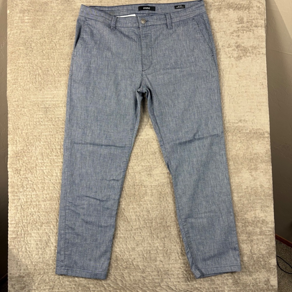 Mavi Milton Mens Slim Leg Mid Rise Pants 36x32 Blue‎ Chambray M0010211-86022